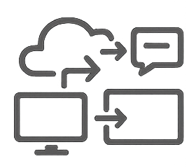 Illustration of connected systems feeding a single workflow.
